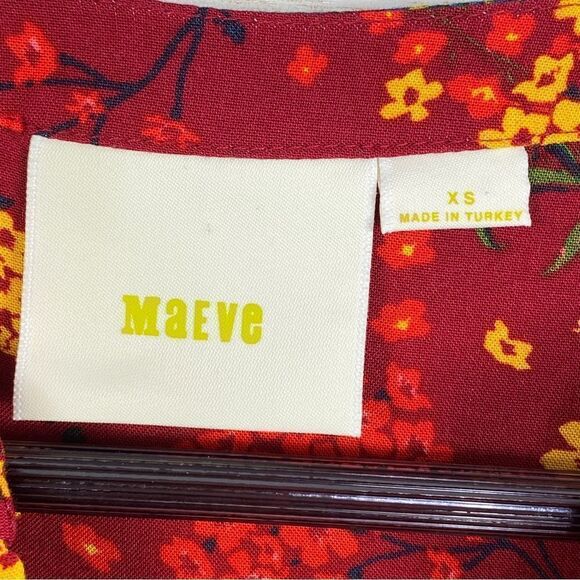 Maeve by Anthropologie Floral Pintuck Pleat Shirt Red XS - Picture 12 of 16